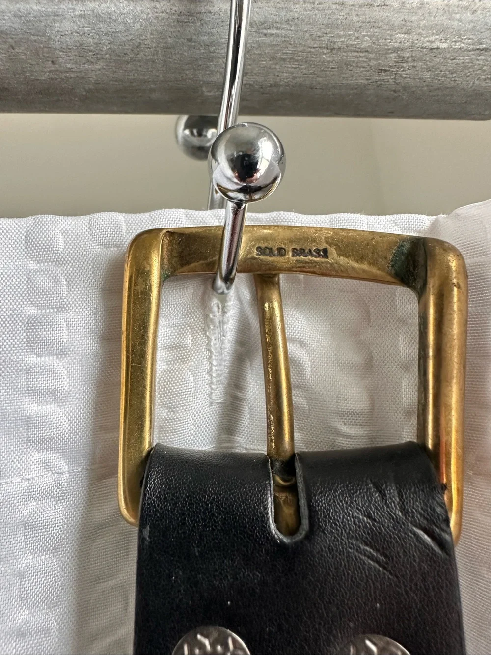 Vera Pelle Black Leather Belt with Gold Buckle